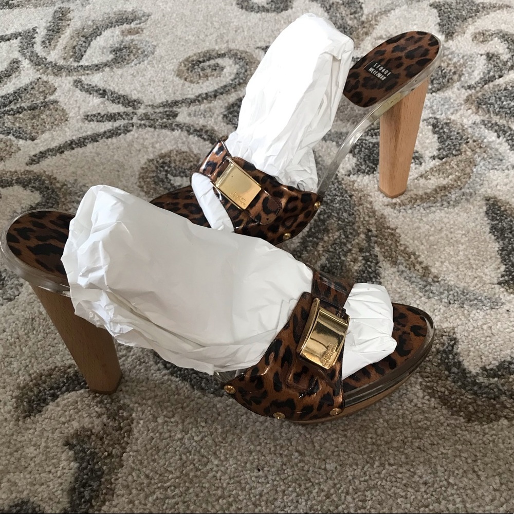 Stuart Weitzman Leopard Print Slides Size 9.5 - image 4